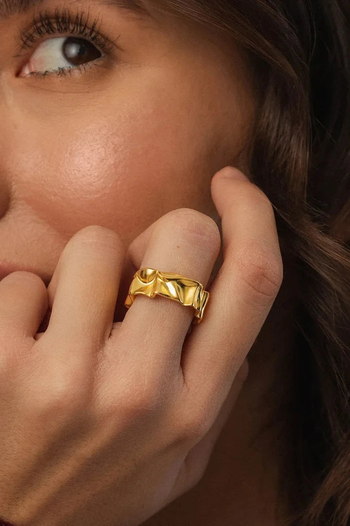 ANIA KRUK kadın yüzük altın kaplama VINTAGE model
