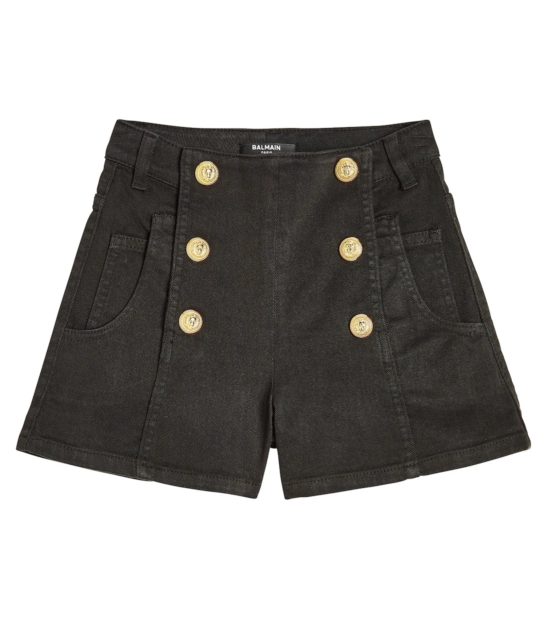 Balmain Kids - شورت قطني ممزوج مزين بأزرار