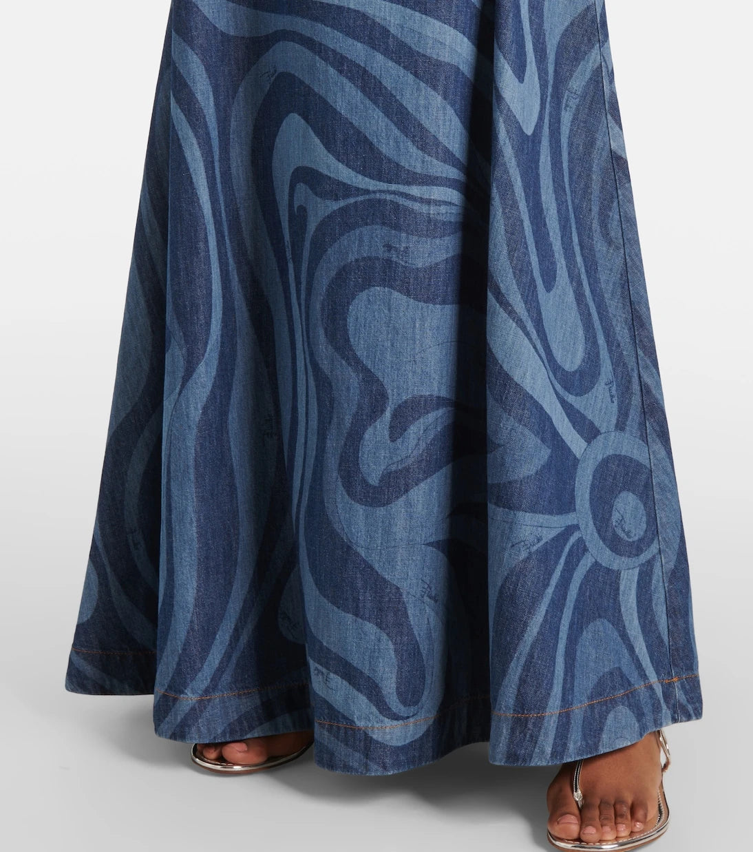 Pucci - Marmo high-rise denim maxi skirt