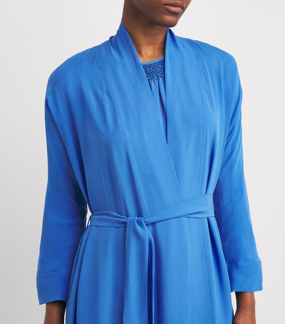 Loretta Caponi Blue Silk Georgette Cassandra Robe