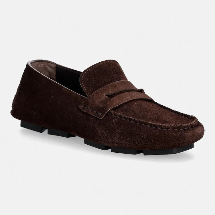 Велурени мокасини Calvin Klein SQUARE DRIVER SUEDE