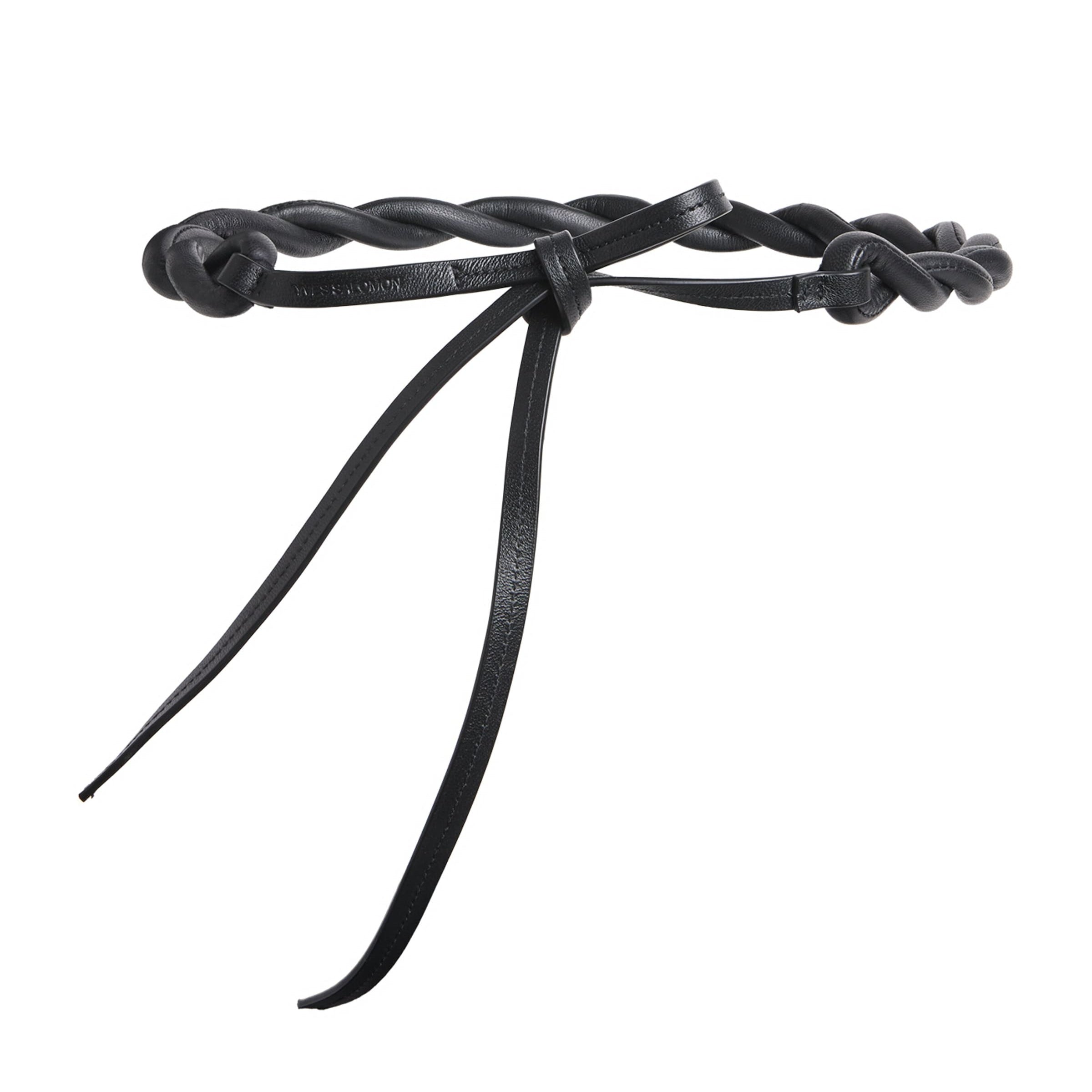 Yves Salomon Black Leather Braided Belt