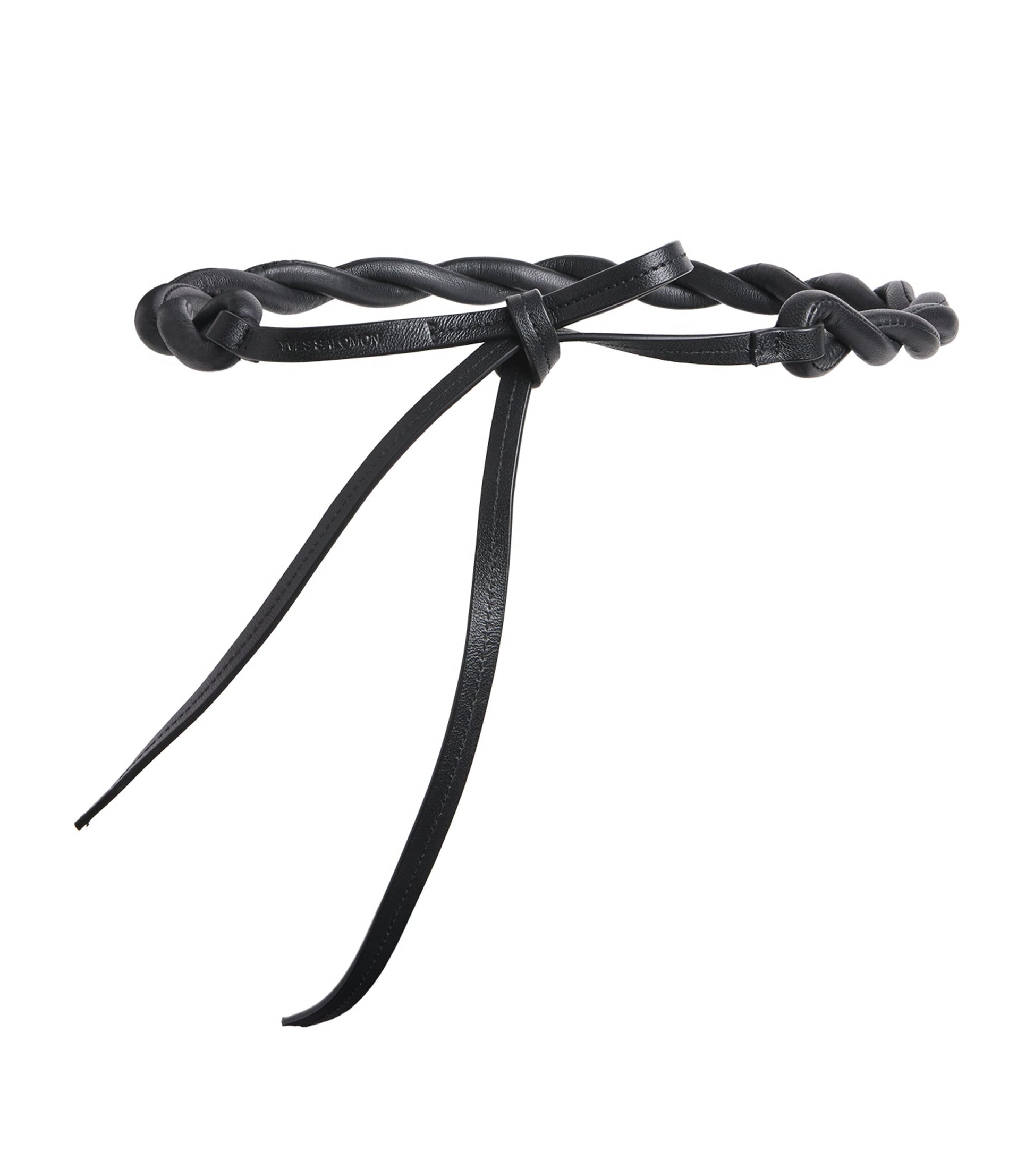 Yves Salomon Black Leather Braided Belt