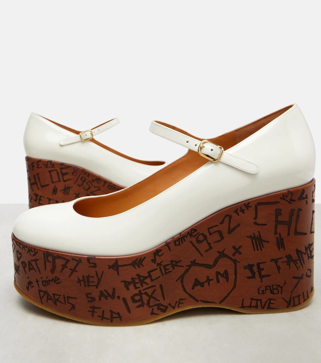 Chloé - Maxime leather Mary Jane wedge pumps
