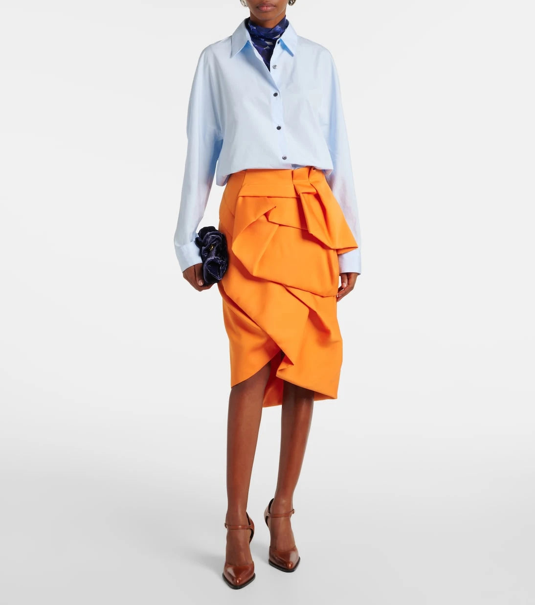 Dries Van Noten - Drapli saten midi etek