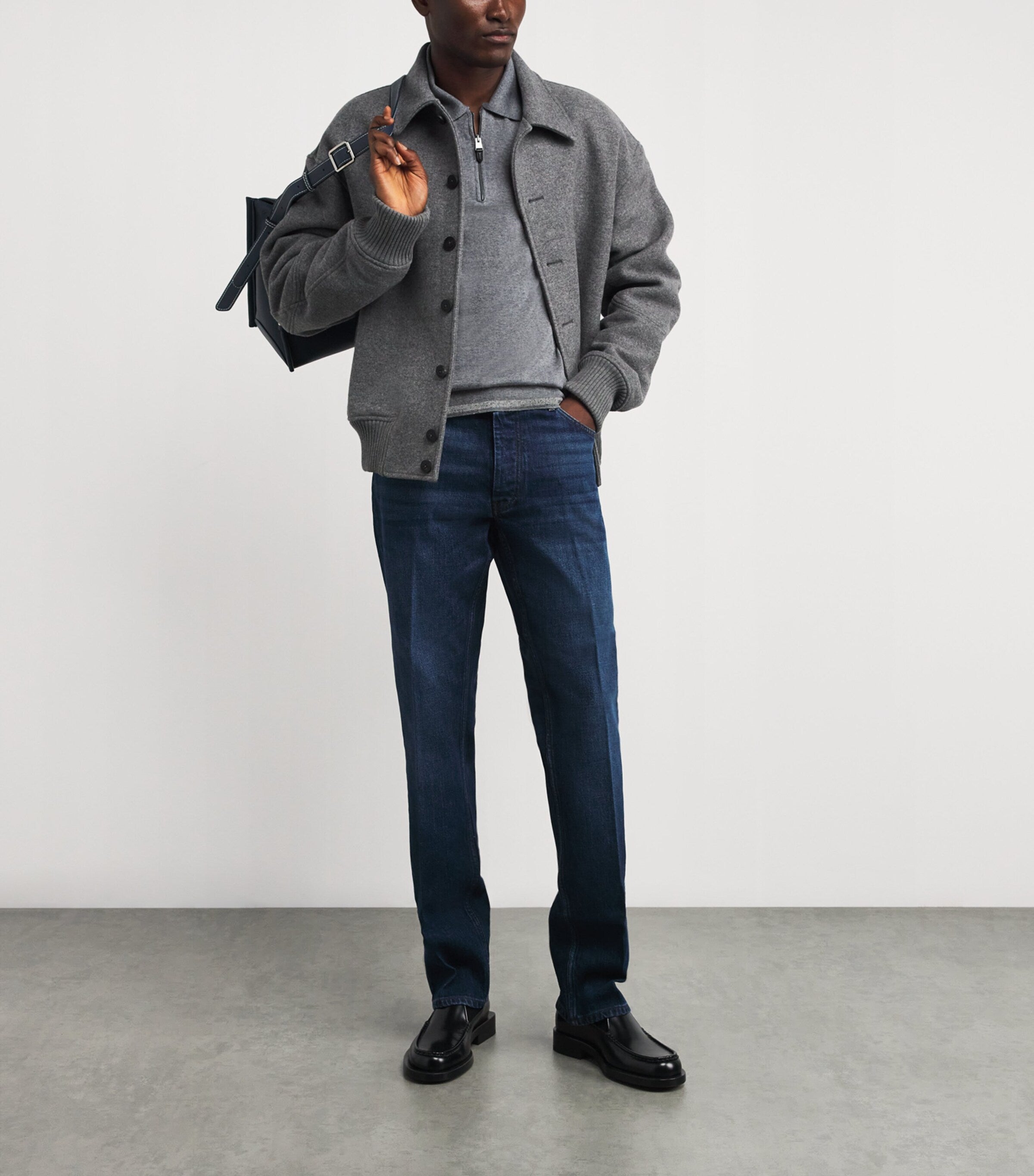 Canali Wool-Blend Zip-Up Polo Shirt