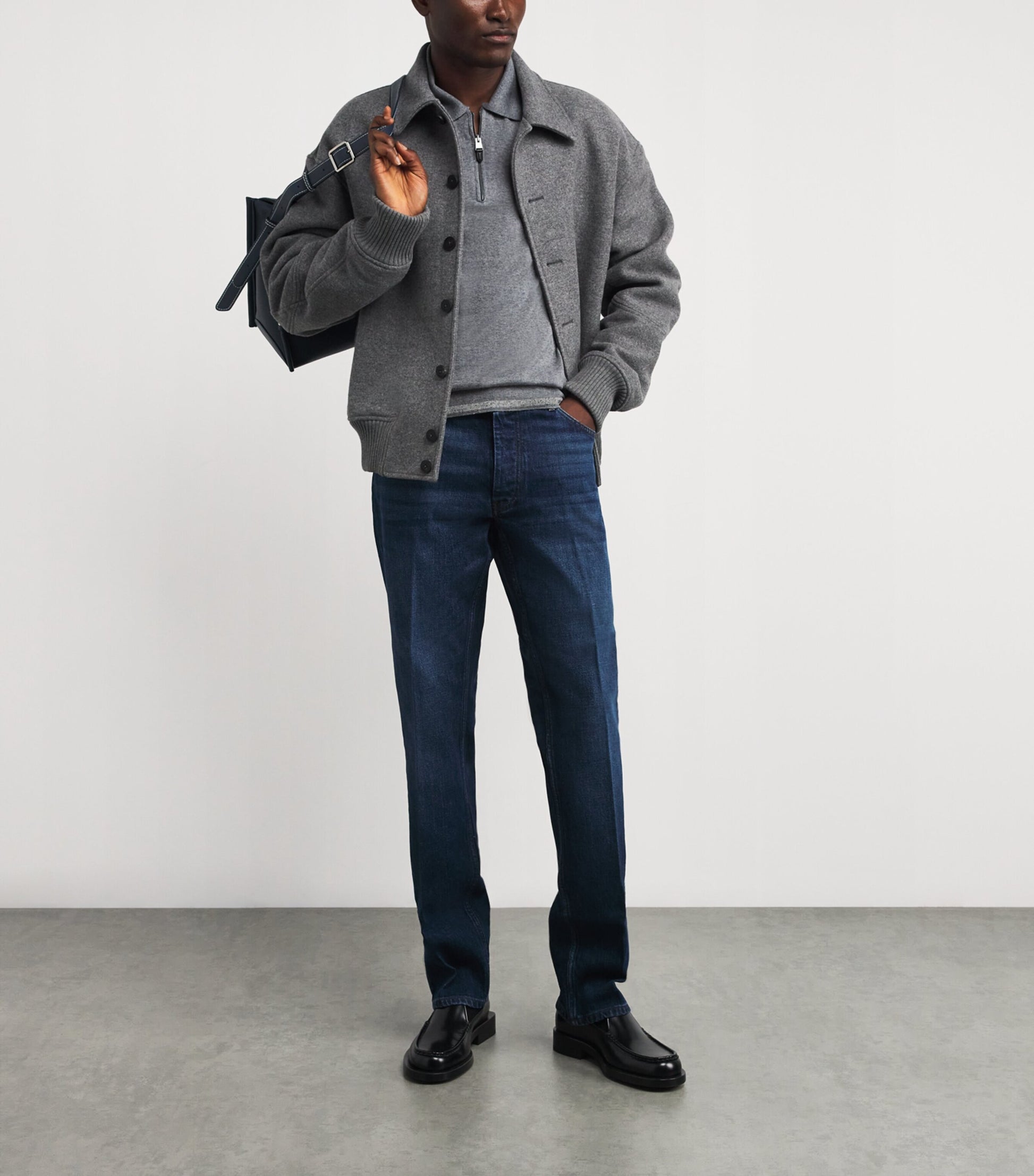 Canali Wool-Blend Zip-Up Polo Shirt