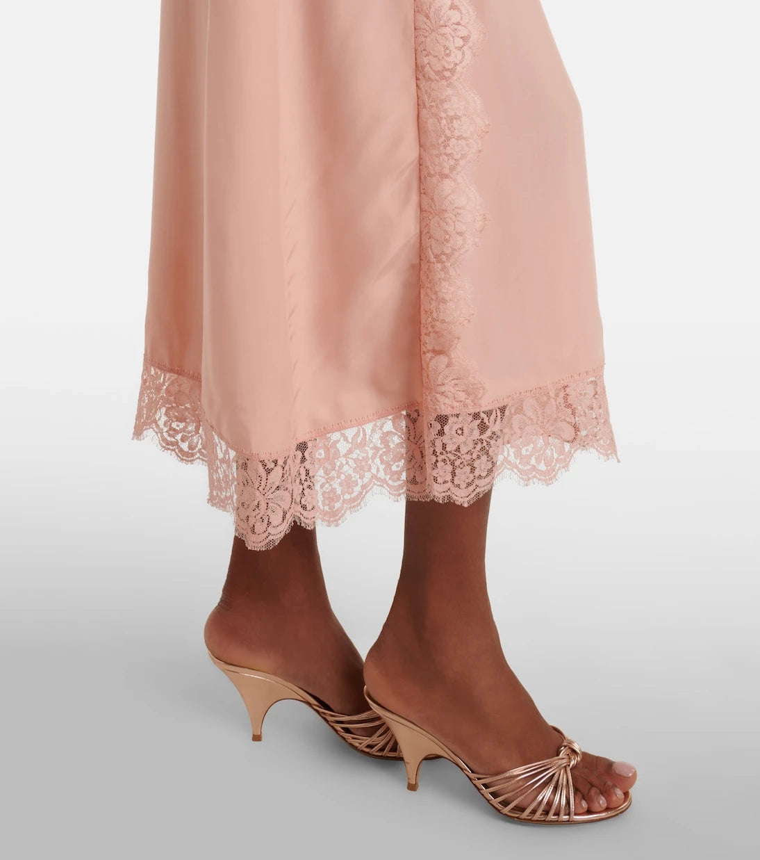 Stella McCartney - Lace-trimmed silk midi dress