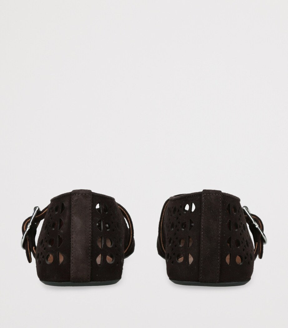 Alaïa Brown Suede Vienne Ballet Flats