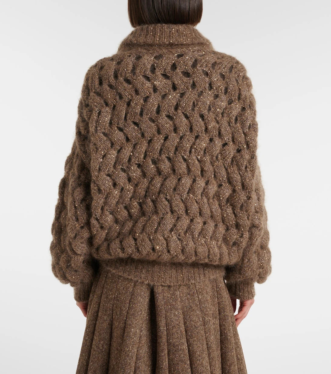 Brunello Cucinelli - Open-knit sequined mohair and wool-blend cardigan