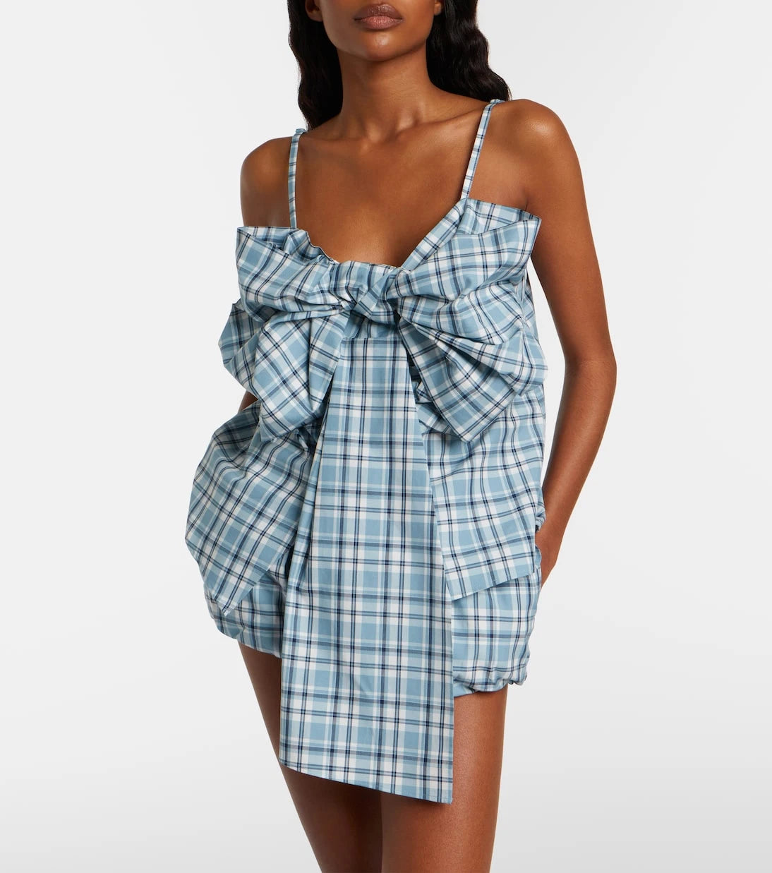 Acne Studios - Bow-detail checked cotton top