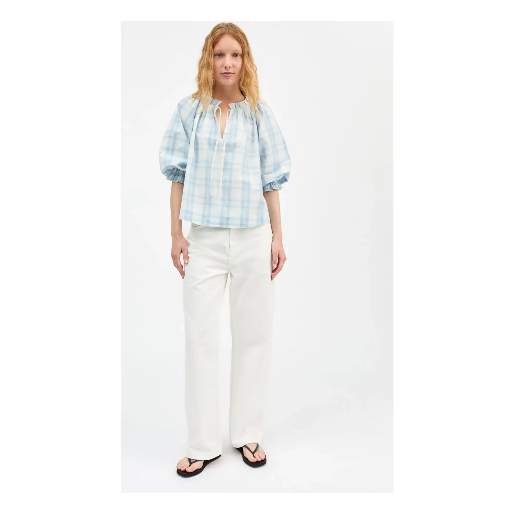 Skall Studio - Blouse Carreaux Newmoon Coton | Blue