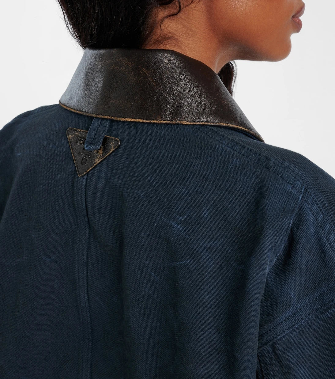 Prada - Oversized cotton leather-trimmed jacket