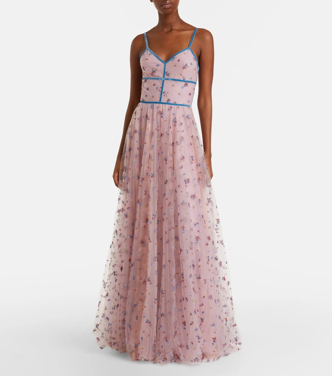 Costarellos - Floral lace-trimmed tulle gown