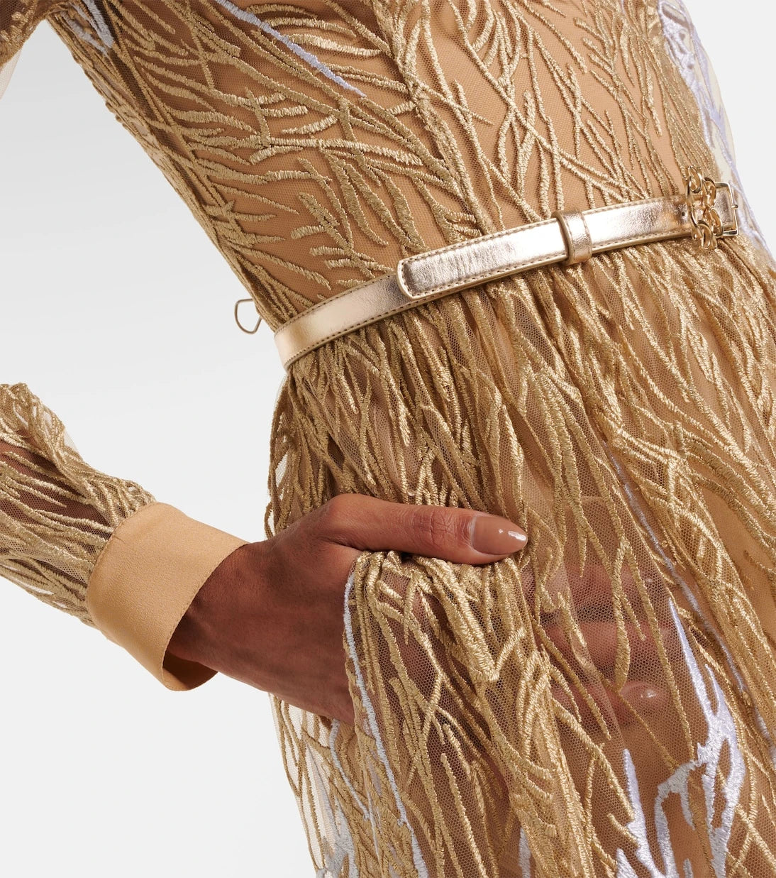 Elie Saab - Embroidered tulle midi dress