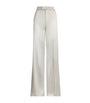 Ivory Satin Wide-Leg Trousers