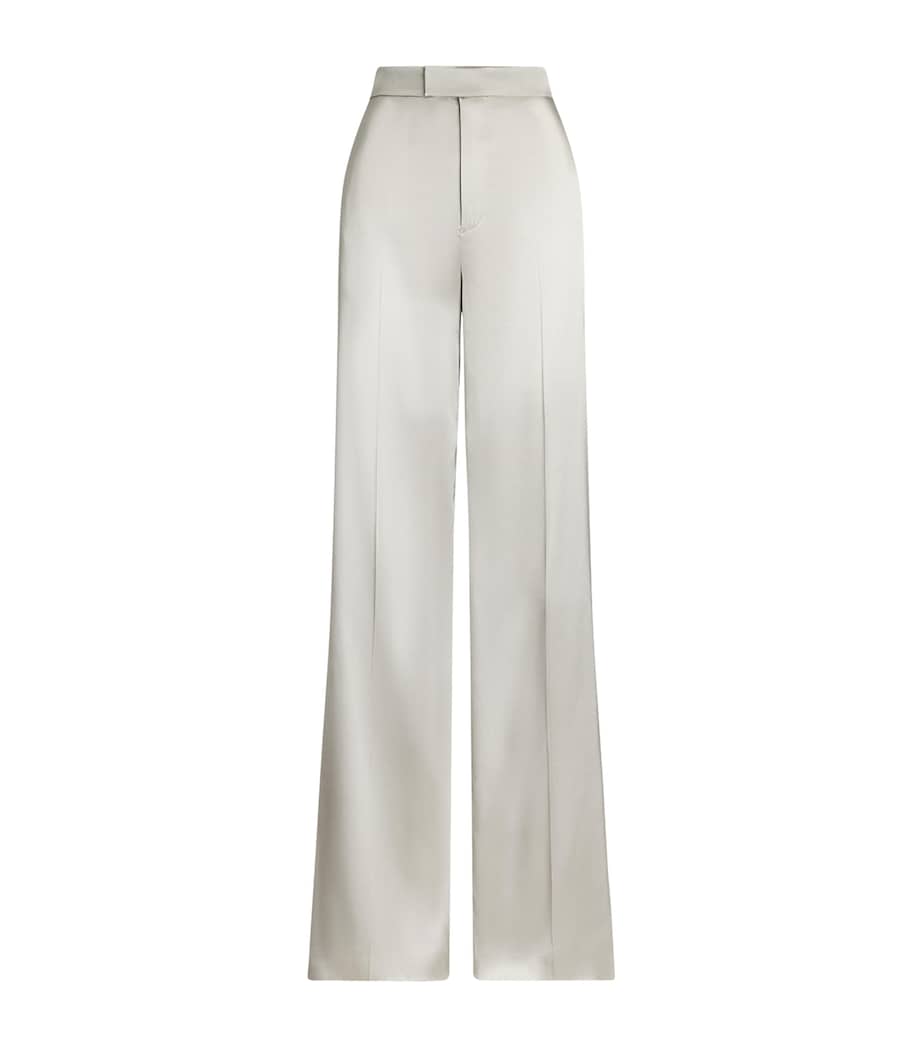 Ivory Satin Wide-Leg Trousers