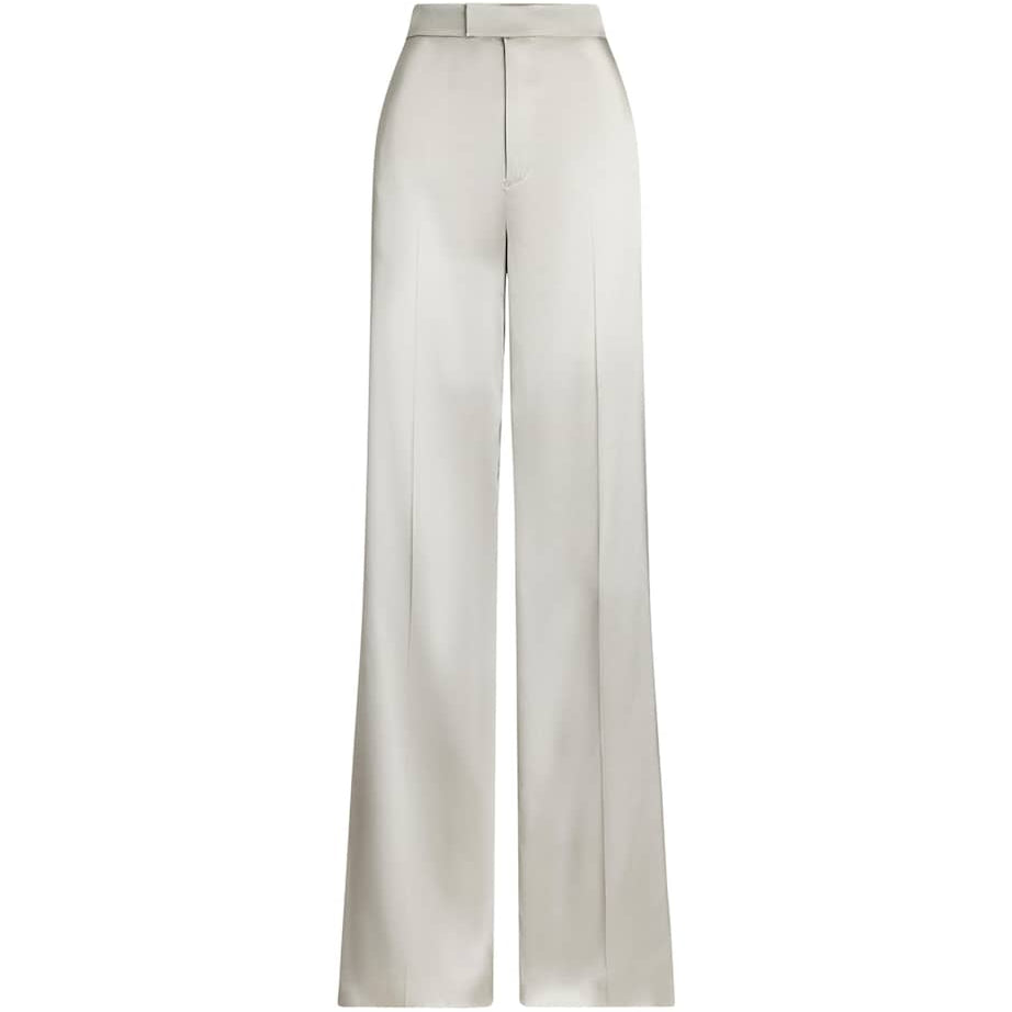 Ivory Satin Wide-Leg Trousers