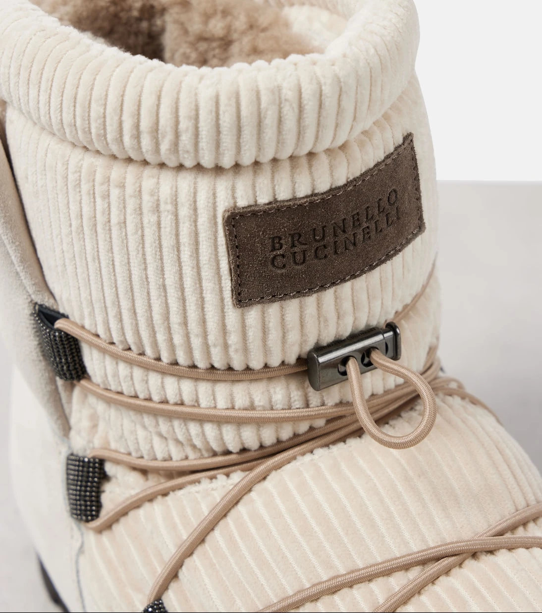 Brunello Cucinelli - Shearling-lined corduroy and suede snow boots