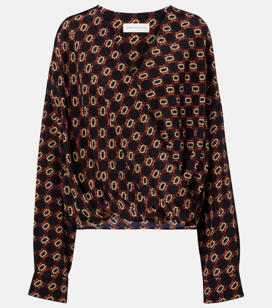 Dries Van Noten - Draped printed silk top
