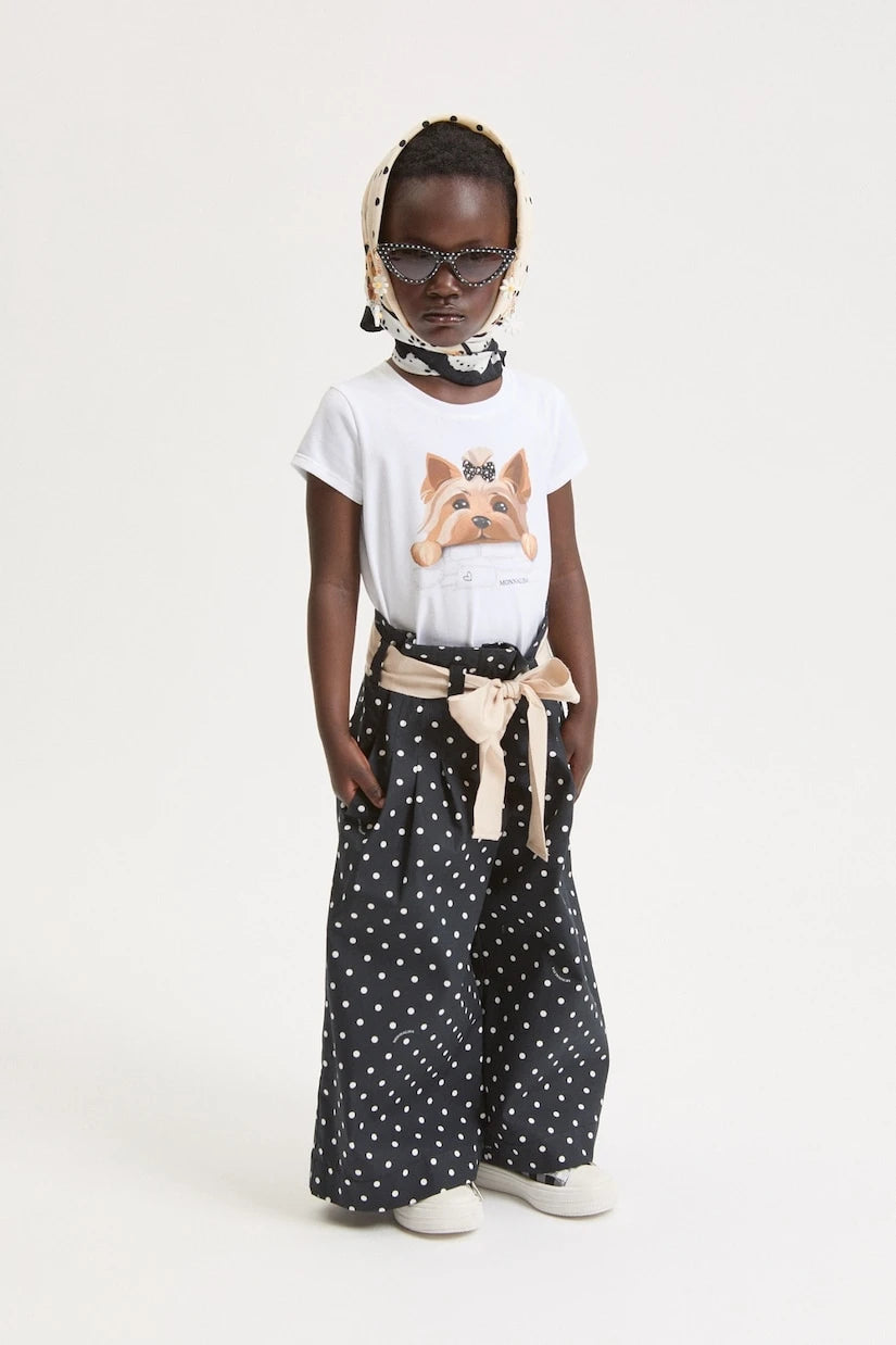 Monnalisa - Polka-dot cotton poplin pants