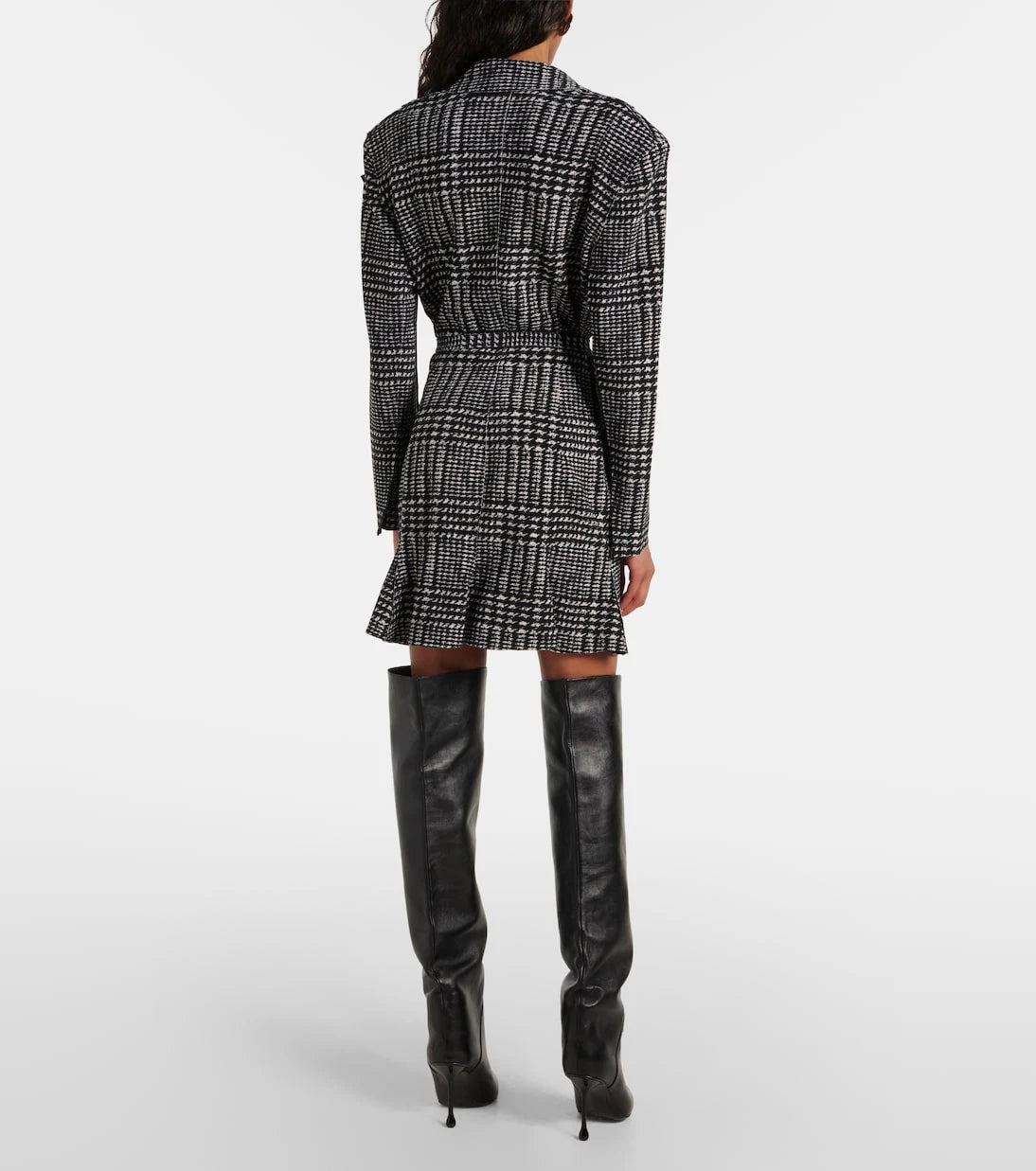 Norma Kamali - Belted plaid minidress