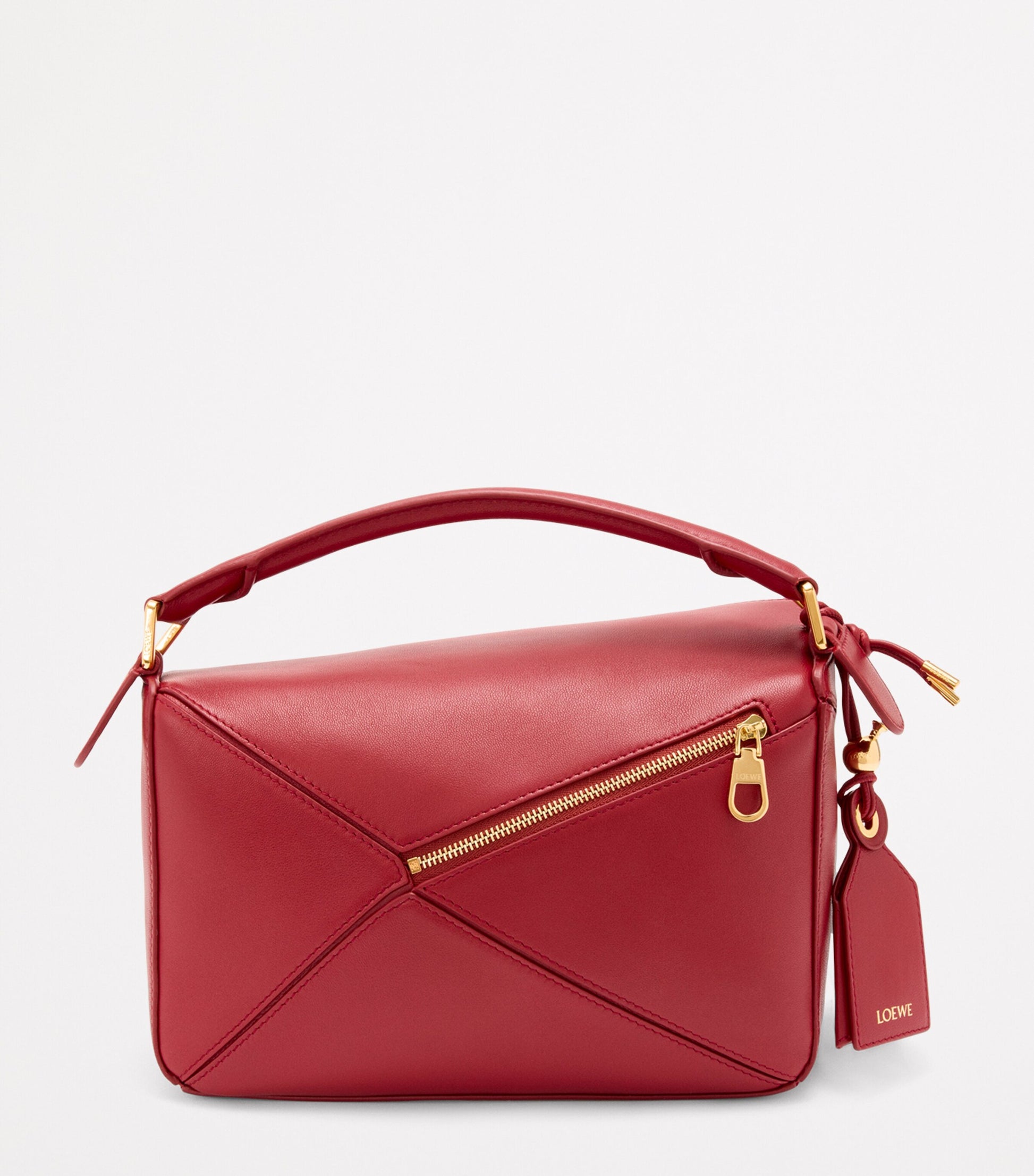 LOEWE Red Small Leather Featherlight Puzzle Top-Handle Bag