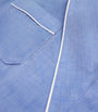 Blue Cotton Contrast-Trim Robe
