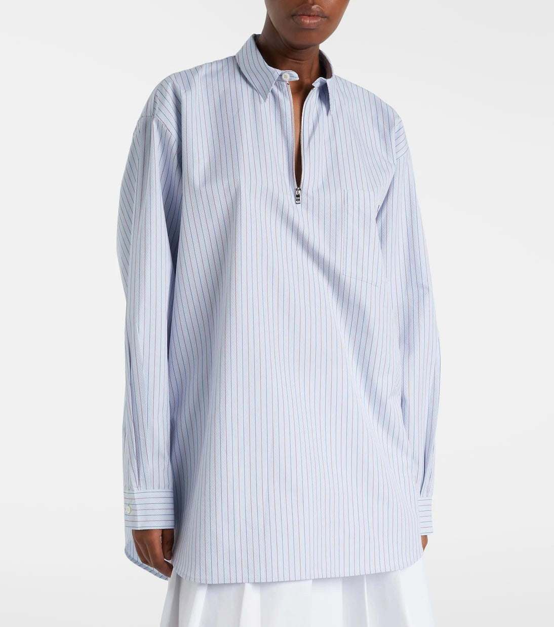 Prada - Chevron striped oversized cotton shirt