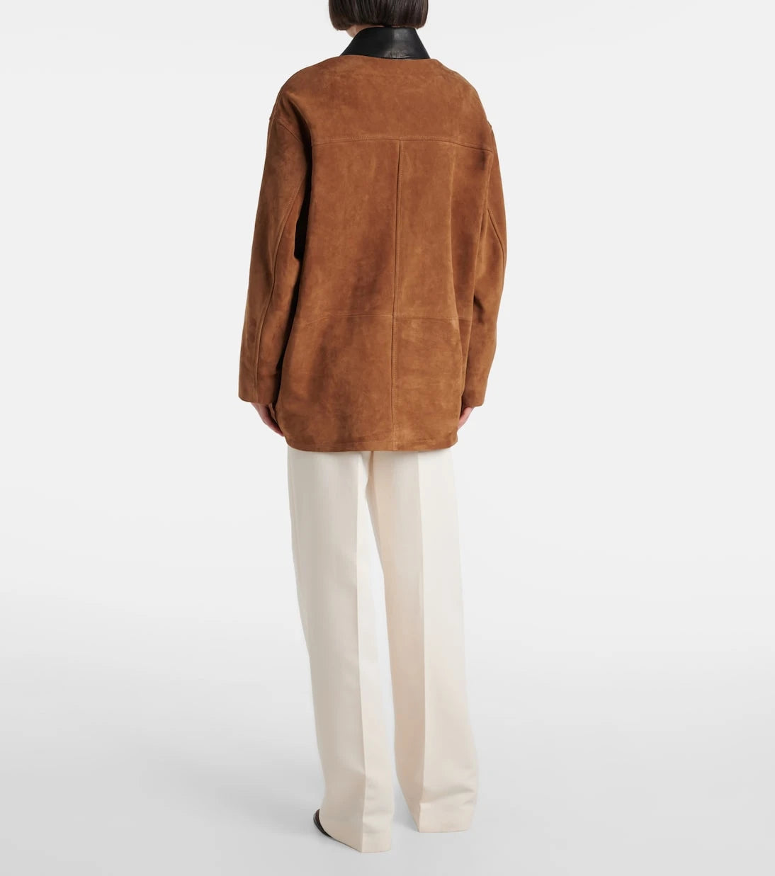 Nour Hammour - Barn leather-trimmed suede jacket