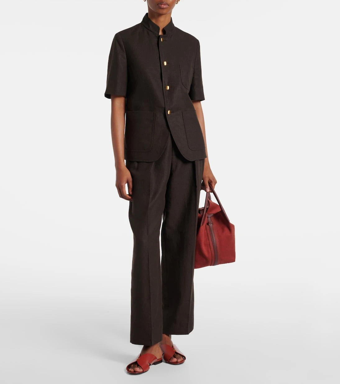 Loro Piana - High-rise linen straight pants