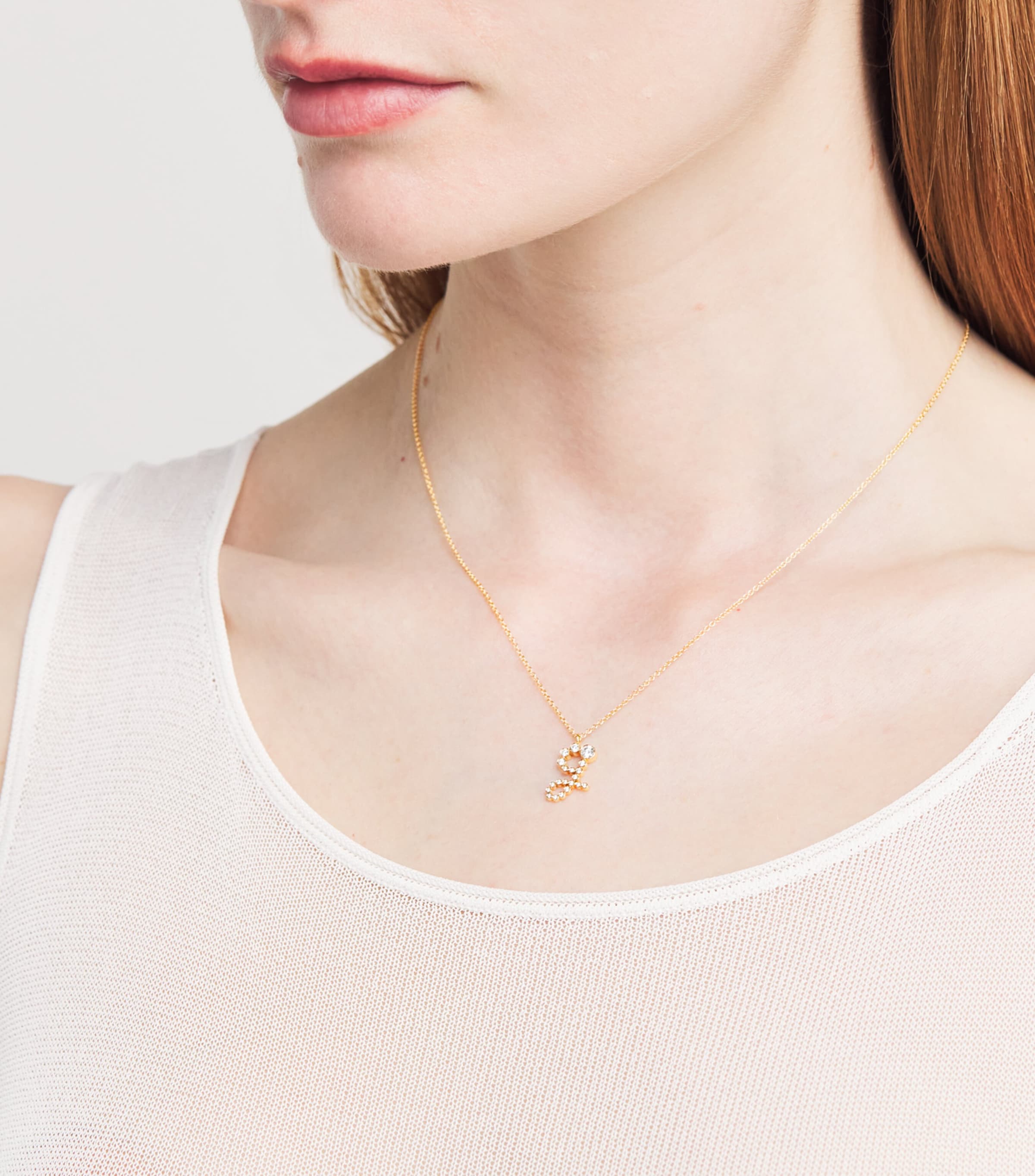 Sophie Bille Brahe Yellow Gold and Diamond Soprano 'G' Necklace