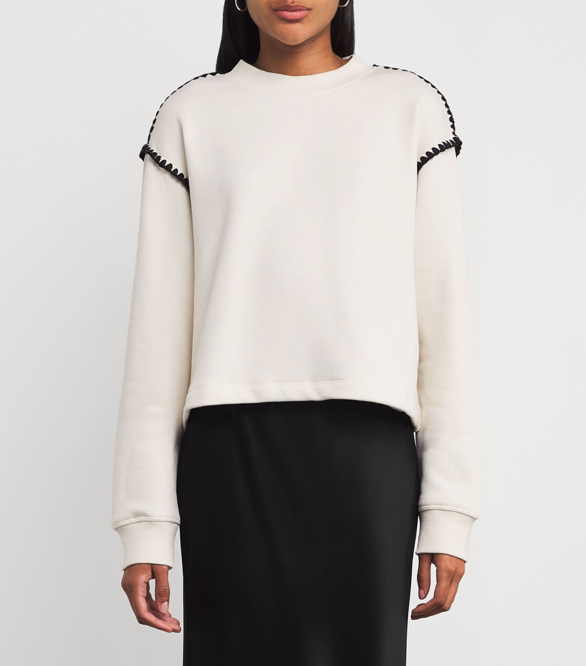 Ivory Vintage Terry Blanket-Stitch Sweatshirt