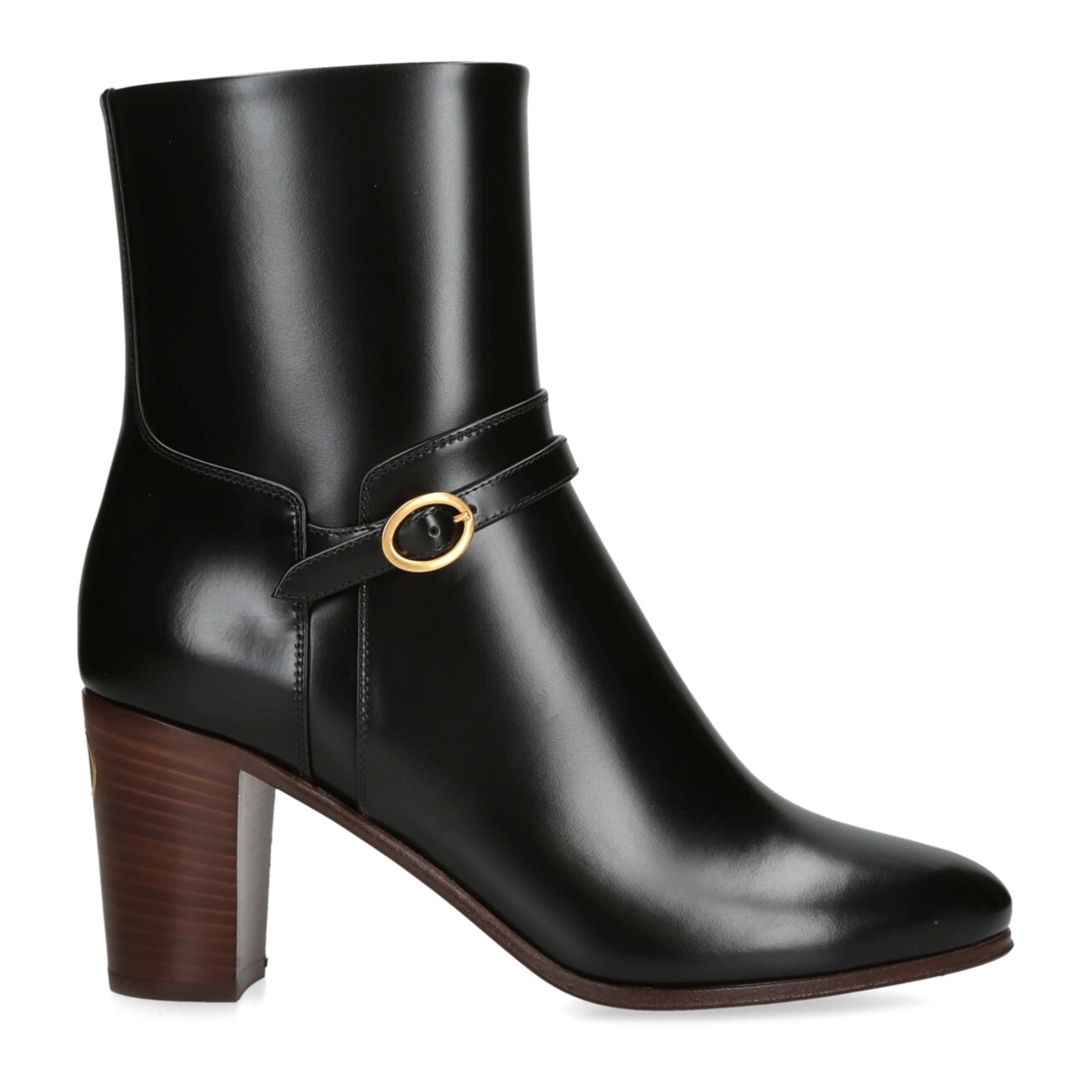 Valentino Garavani Black Leather Pattie Heeled Ankle Boots 75