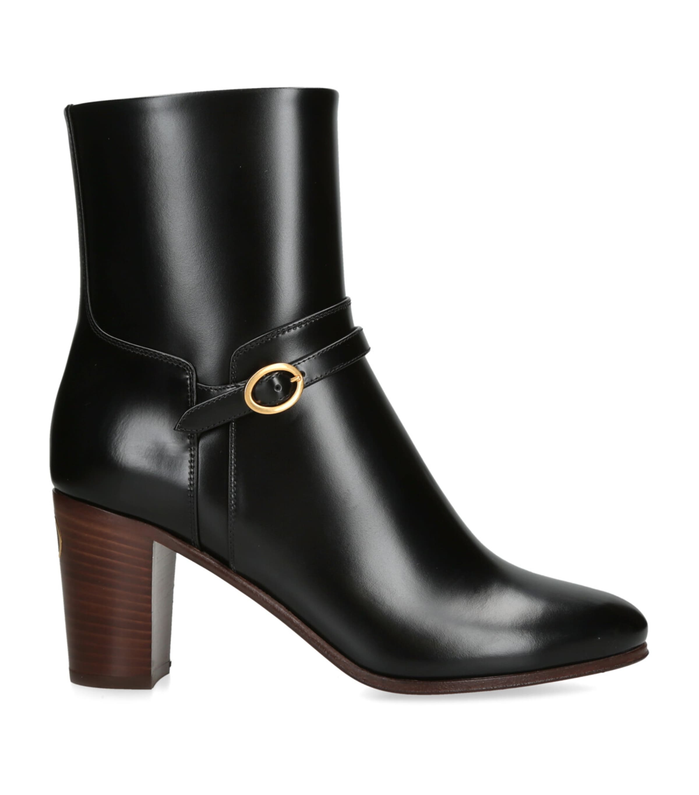 Valentino Garavani Black Leather Pattie Heeled Ankle Boots 75