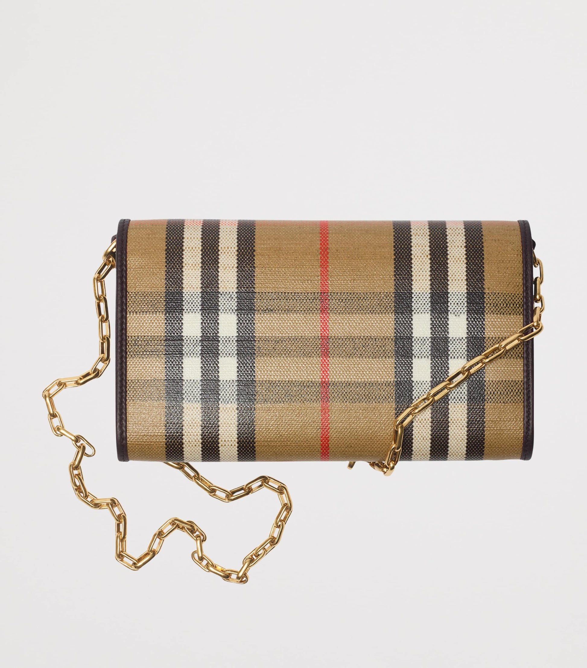 Beige Check Chain Wallet