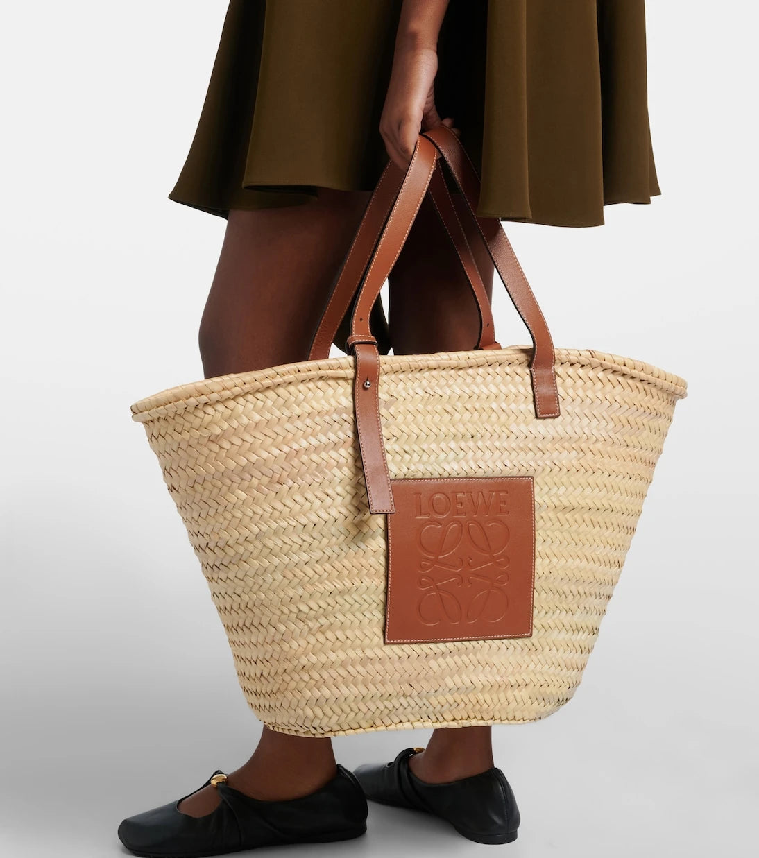 Loewe - Large leather-trimmed basket tote
