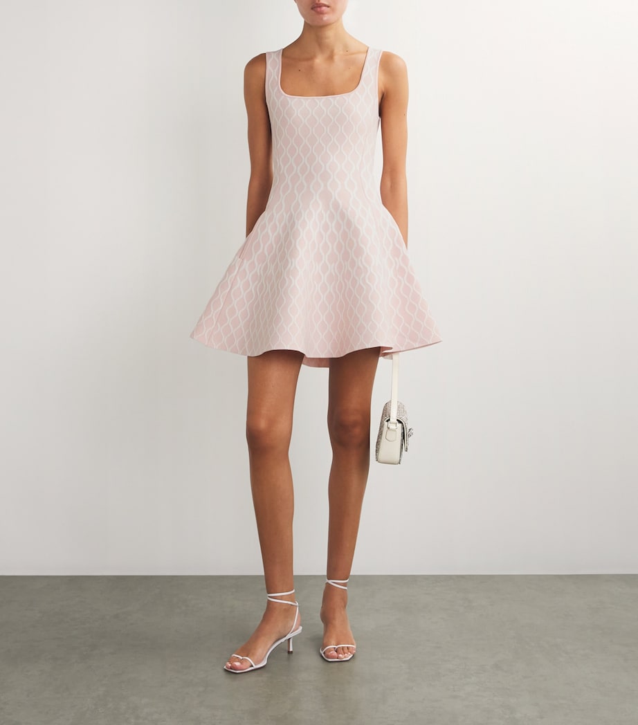 Pink Jacquard-Knit Mini Dress