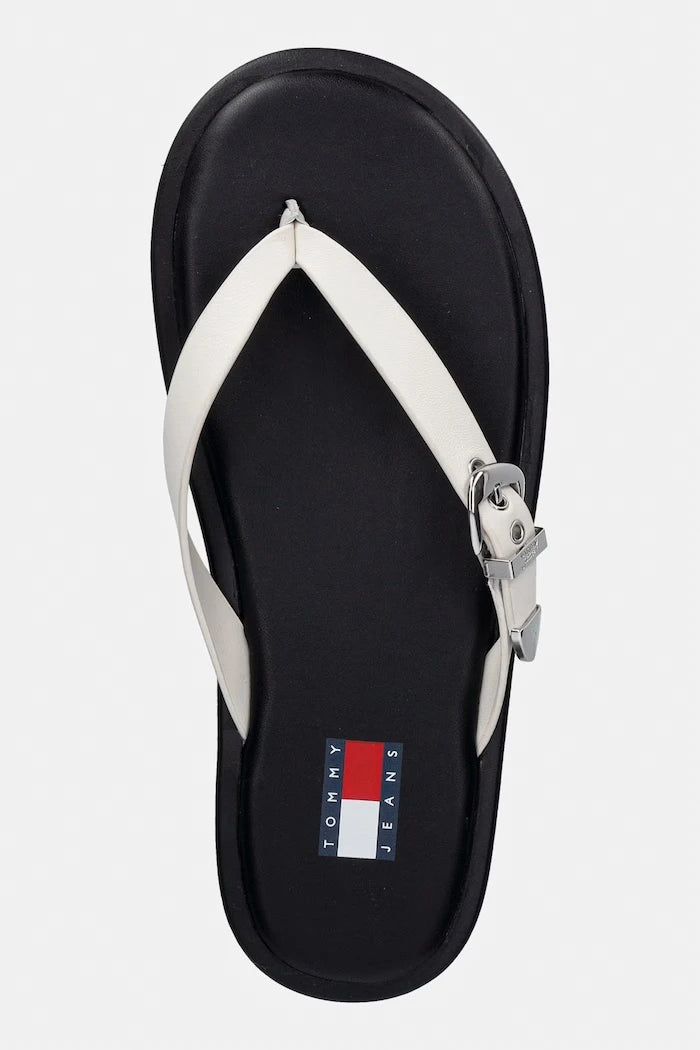 Tommy Jeans Kadın Deri Parmak Arası Terlik TJW FLAT LEATHER SANDALS