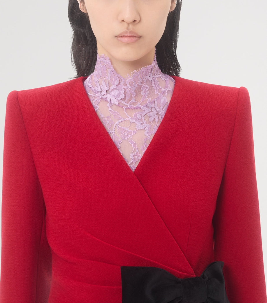 Valentino Red Virgin Wool Bow Blazer