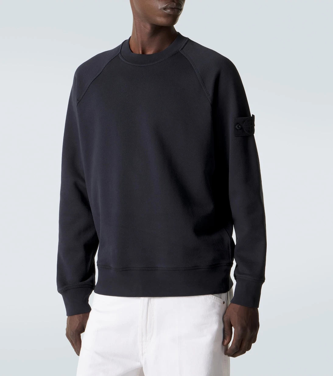 Stone Island - سويت شيرت قطني بقلنسوة بوصلة