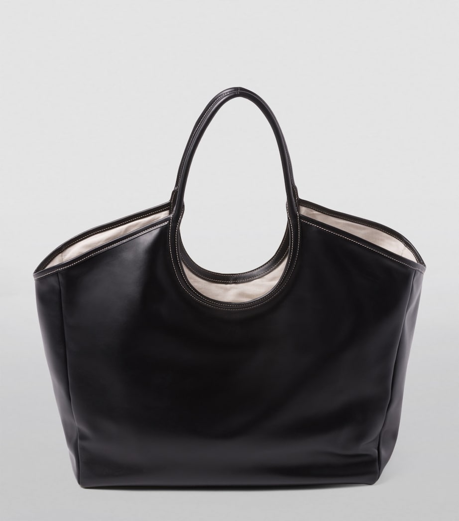 Black Leather Ivy Tote Bag