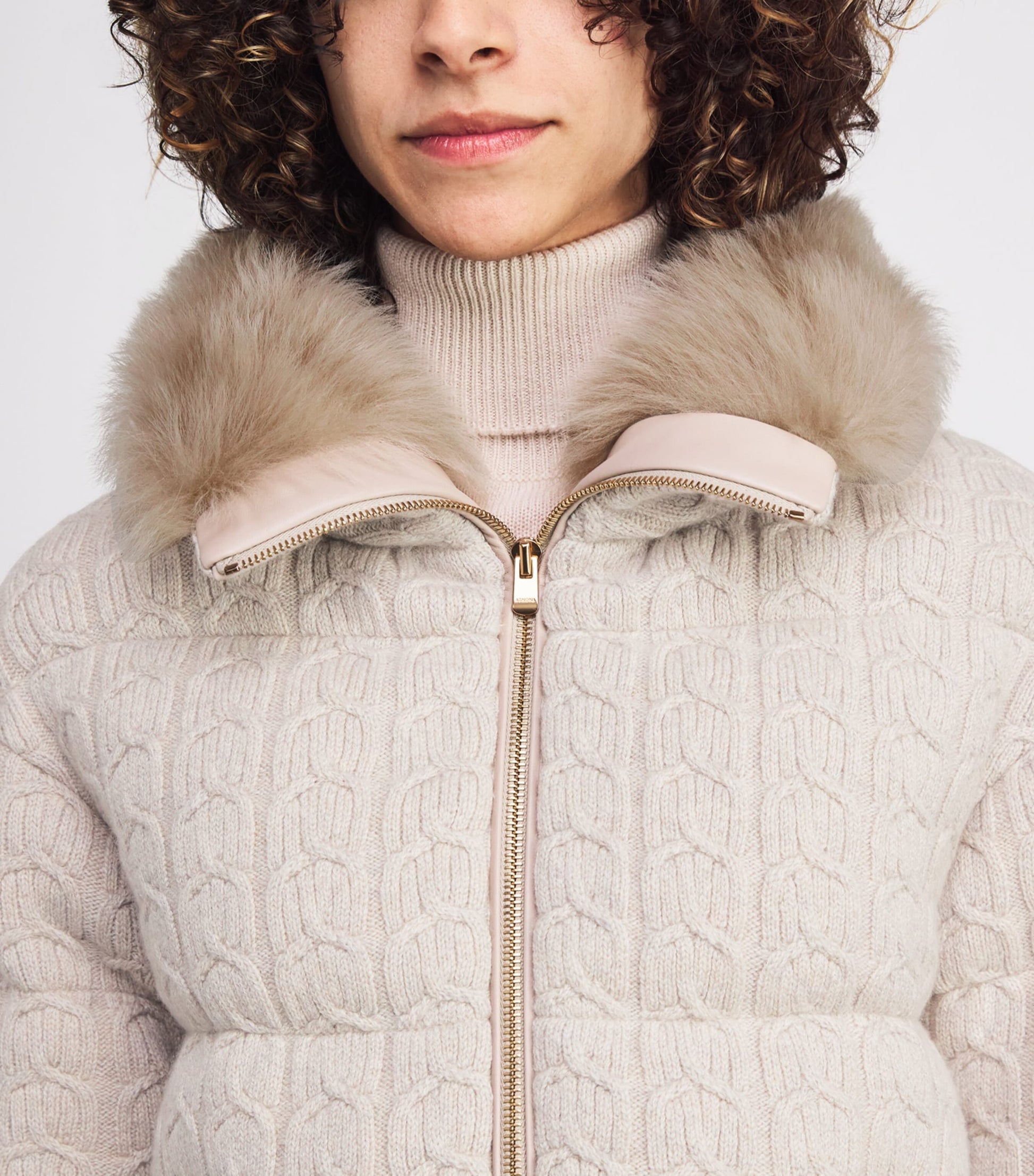 Agnona Beige Cashmere Padded Jacket