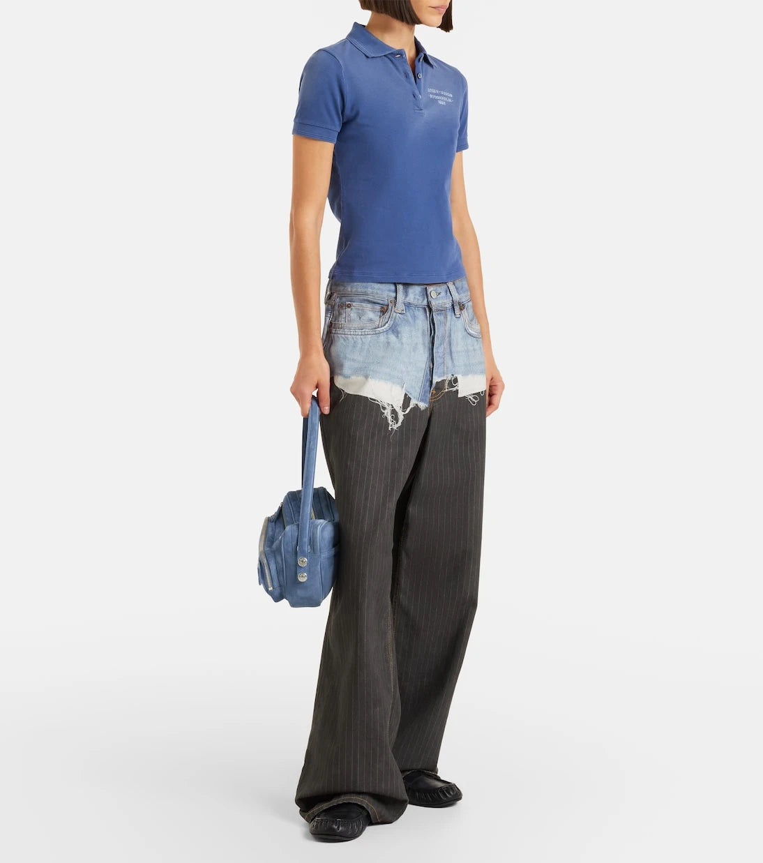 Acne Studios - قميص بولو من نسيج البيكيه القطني المخلوط الباهت