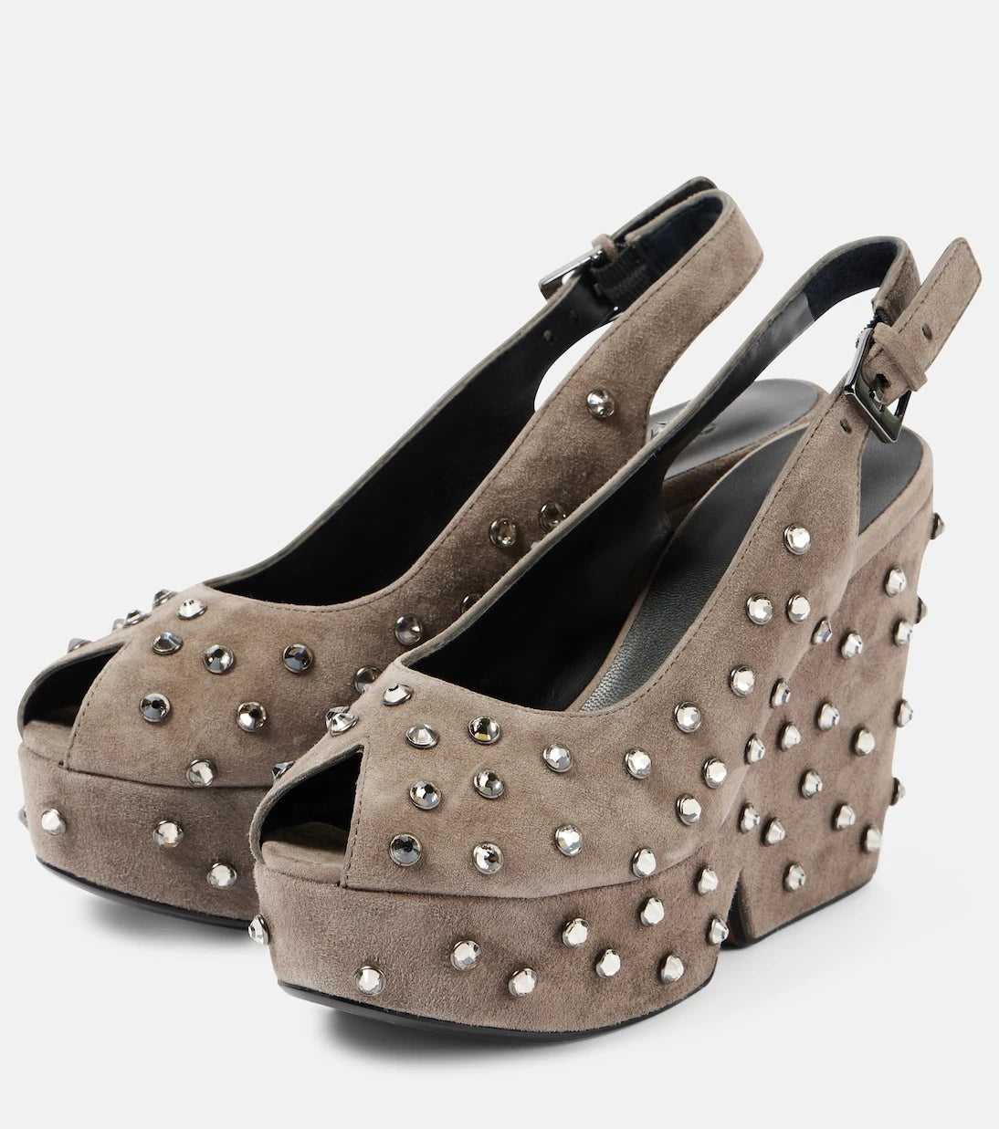 Clergerie - Davina embellished suede peep-toe pumps