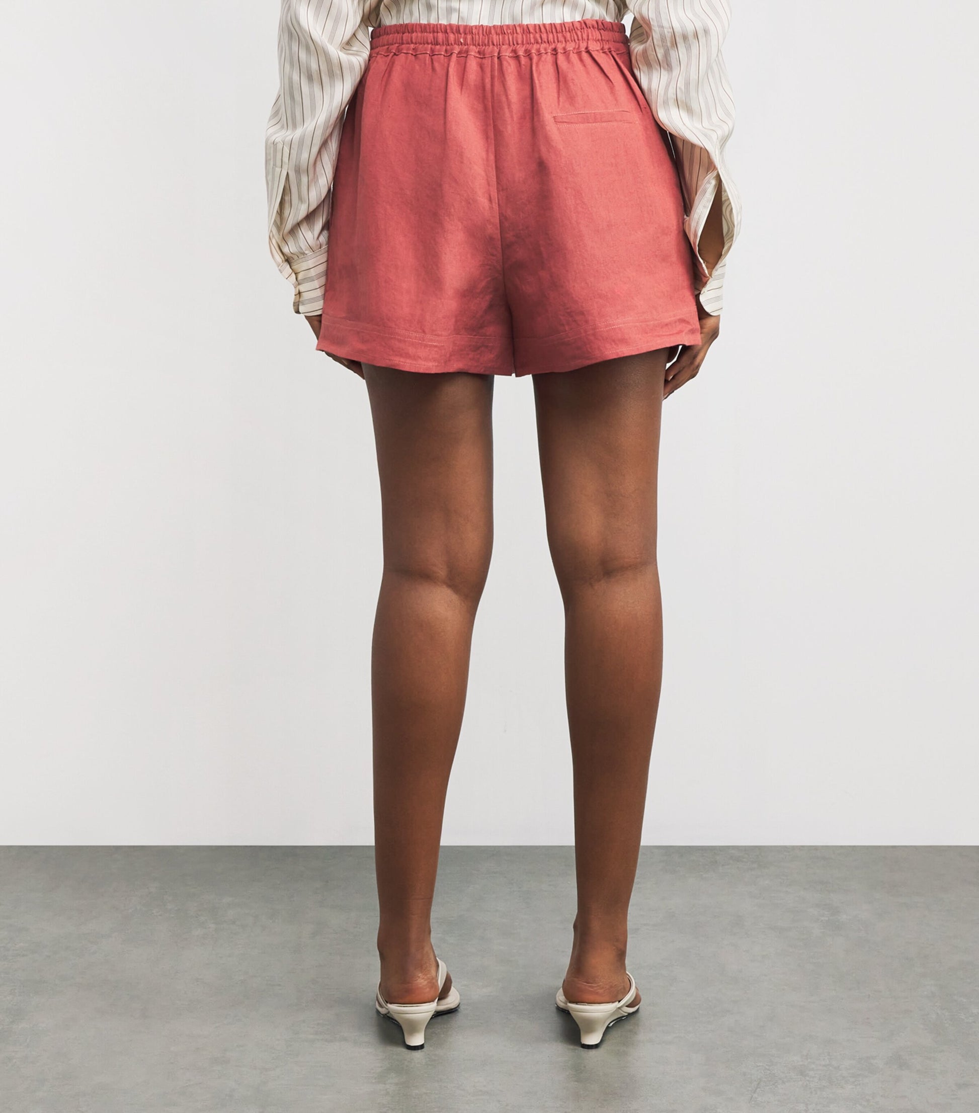 Le Kasha Pink Organic Linen Tabal Shorts