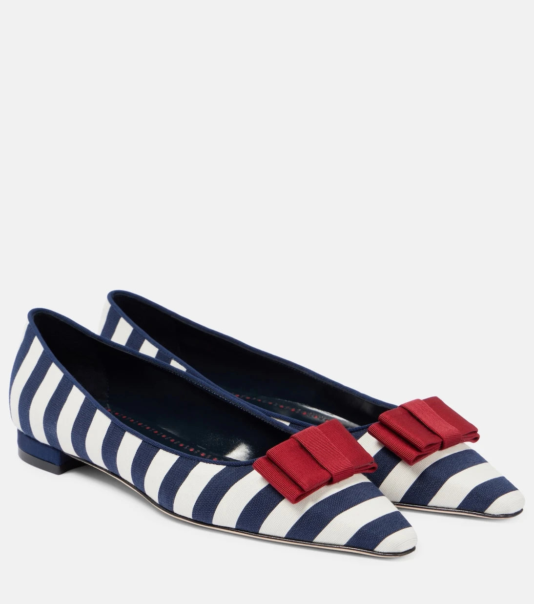 Manolo Blahnik - Reador bow-detail striped ballet flats