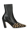 Khaite Beige Leather Leopard-Trim Nevada Ankle Boots 85