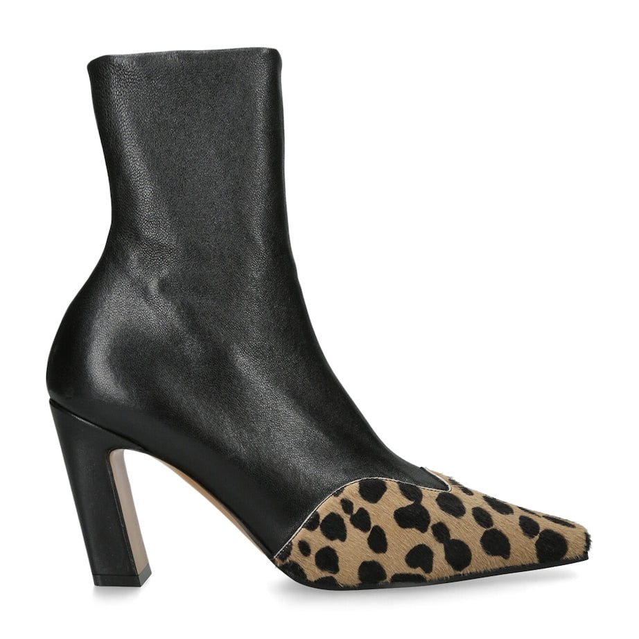 Khaite Beige Leather Leopard-Trim Nevada Ankle Boots 85