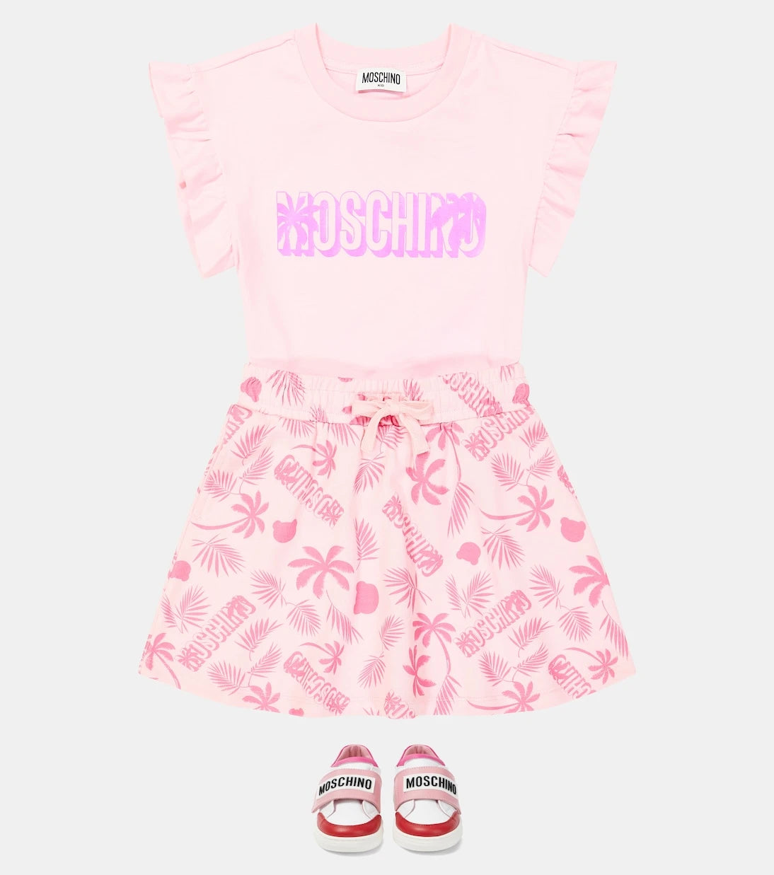 Moschino Kids - أحذية رياضية جلدية بشعار
